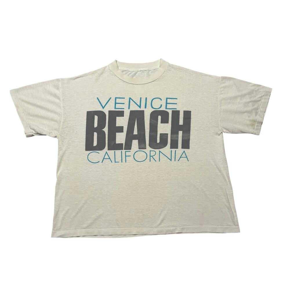 Vintage 90s Venice Beach Tee Shirt Crop Top Boxy Women's 21.5x22.5 Retro